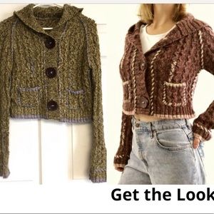 Free People Cropped Cardigan Hoodie Wool Alpaca